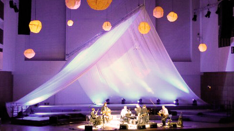 BRANOflame used as a decorative element in a theatre setting to create an atmospheric stage design.