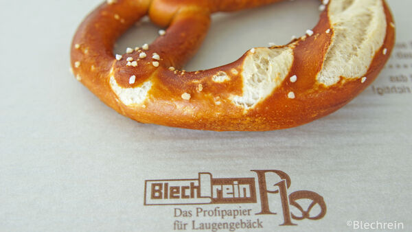 A pretzel on a baking tray lined with baking paper A pretzel on a baking tray lined with baking paper