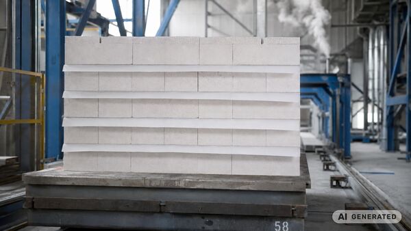 BRANOperl separating paper between sand-lime bricks in the autoclave used in building materials production