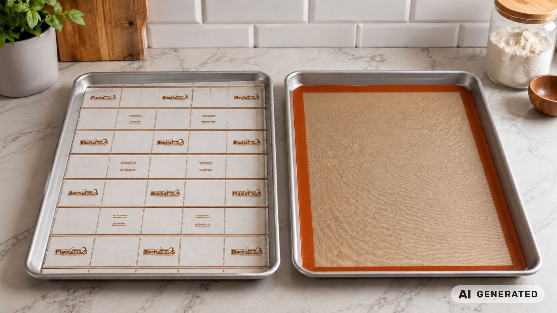 Comparaison entre papier cuisson et tapis de cuisson en silicone sur deux plaques de cuisson